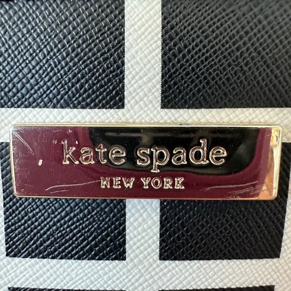 Kate Spade Checkered Pattern Tote in Black and White - Picture 3 of 9